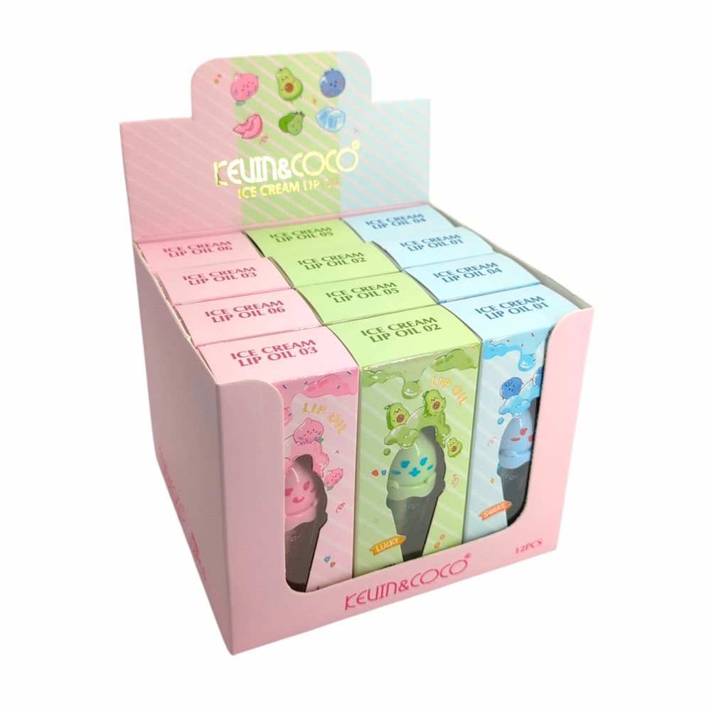 Kevin & Coco Ice Cream Lip Oil Bundle - 6 PCS | Cute Kawaii Gloss Set
